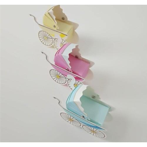 NEW 50pcs baby carriage gift box candy box favor box wedding favour box for girls boys birthday kids shower festival gift shop