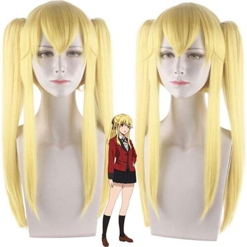 50cm Anime KAKEGURUI Meari Saotome Women Long Wig Cosplay Wigs Playing Golden Hair Halloween 1:1 Wigs
