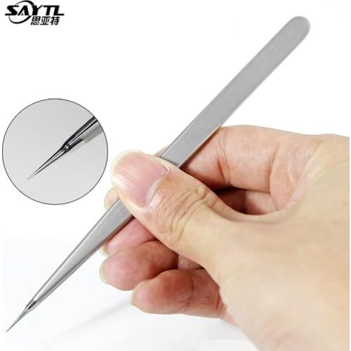 SAYTL Hand Polish 3D Tweezers High Precision Sharp Flying Line Super Hard Tweezer for Planting Tin IC Chip Micro Repair Forceps