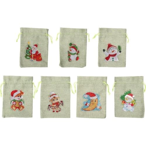 Christmas Candy Bag DIY Diamond Painting Shopping Tote Decoration Diamond Painting Kit Creative Handmade Christmas Gift Bag