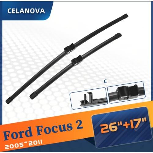 Windshield Wiper Blade For Ford Focus 2 2005 2006 2007 2008 2009 2010 2011 Frameless Windscreen Rubber wipers 26"+17"