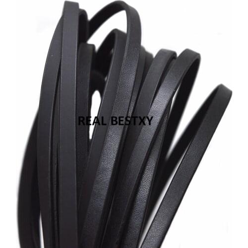 5m/lot approx:5*2mm black Flat Leather Cord Braid Rope Diy Jewelry Findings Accessories Fashion Jewelry Making Materials cords