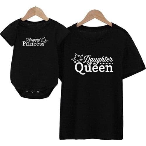 Family Matching Clothes New Crown Princess Mommy and Me Clothes Mother Daughter Matching Clothes Mom and Baby Girl Cotton Tshirt