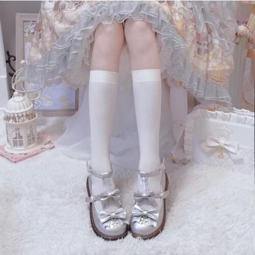 Lolita shoes cute lace ruffle bowknot solid womens shoes Anime cosplay JK sweet round head gothic shoes loli cos 2020 new