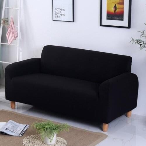 Anti-dirty Solid Color Universal Sofa Covers Couch Black Slipcover For Living Room Stretch Sofa Bed Covers Elastic Seater