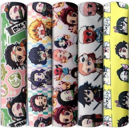 Japan Cartoon Print 4 Way Stretch Knit Polyester Fabric Sewing Quilting Needlework Material DIY Handmade Cloth Headband,c18934