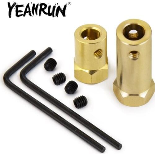 YEAHRUN 10Pcs 3/4/5/6/7/8mm Brass Extended Hexagonal Copper Shaft Coupling Wheel Motor Transmission Connector for RC Car Boat