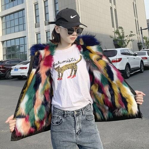 Fox Female Jacket Faux Winter Jackets Fake Fur Coat Outerwear Warm Parka Women Veste Femme 02 YY1595