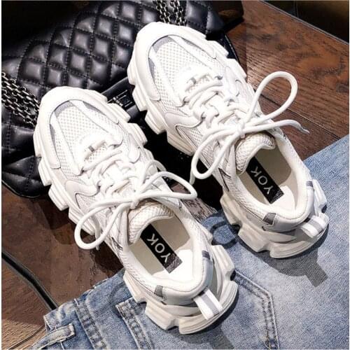 Women Platform Sneakers Mesh Ins Casual Ladies Chunky Shoes 2021Beige Woman Fashion New Design Brand Thick soled Sneakers