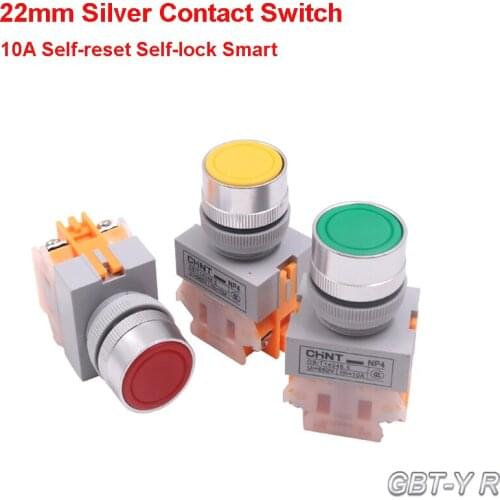 Open Hole 22Mm 10A Current Flat Head Power Button To Start Self-Reset, Self-Lock, Jog Lay37, Multiple Colors Optional