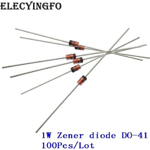 100Pcs/Lot Zener Diode 1N4728~1N4748 3.3V~22V DO-41 1W 1N4729 1N4730 1N4731 1N4732 1N4733 1N4734 1N4735 1N4744 1N4746 1N4749