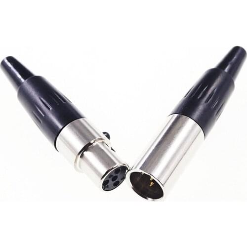 2 pair Mini XLR 4 Pin Audio Cable Connector Male Plug & Female Jack 4 Position Circular Connector Cable Clamp