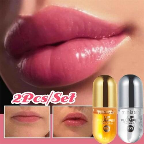 2Pcs/Set Lip Plumper Moisturizing Enhancement Lip Balm Lip Fine Lines Nutritious Day Night Lip Gloss Lip Plumper Enhancer Makeup