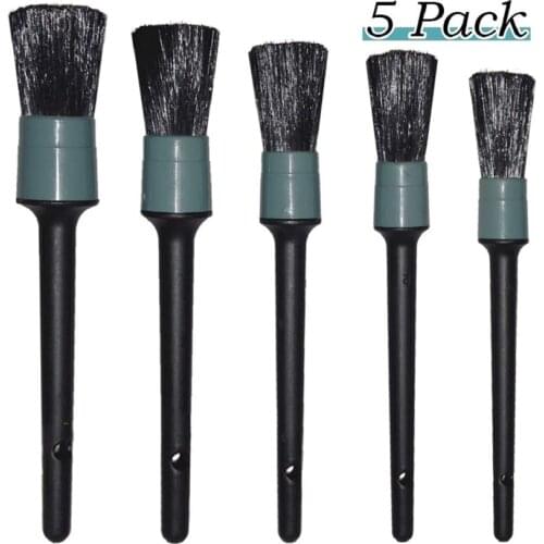 5Pcs/set Natural Boar Hair Car Washing Brush Tires Interior Air-conditioner Cleaning Detailing Dashboard Air Outlet Clean Brush