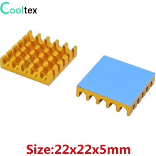 50pcs 22x22x5mm Aluminum Heatsink Radiator Heat Sink for Electronic Chip IC MOS Cooling With Thermal Conductive Tape