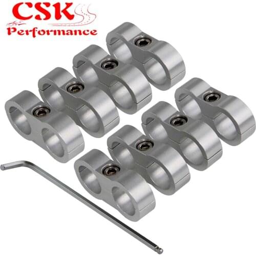 8pcs AN10 19mm Braided Hose Separator Clamp Fitting Adapter Bracket Black/Blue/Red/Silver