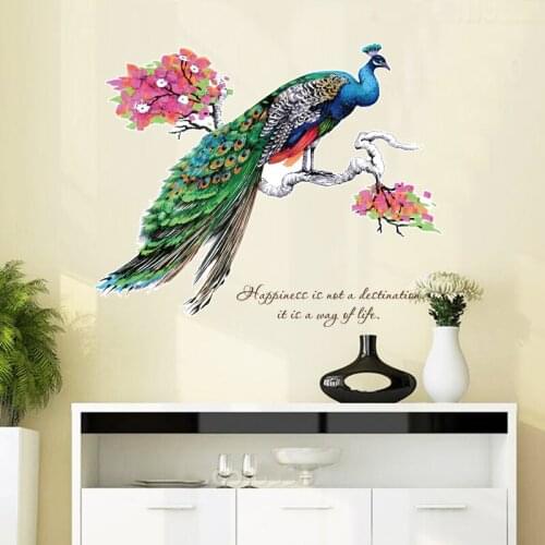 Large Colorful Peacock Tree Branches Home Decor Vinyl Art Decal 3D DIY Wallpaper Decoration for Kids Rooms Wall Stickers