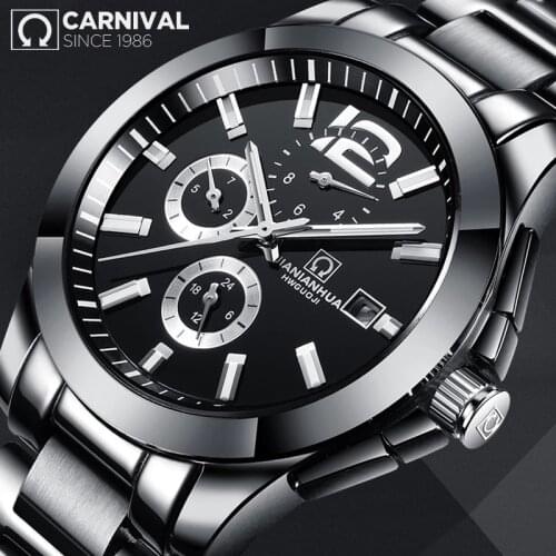 Carnival Brand Fashion Military Watch Men Luxury Automatic Calendar Wristwatch Waterproof Luminous Sapphire Clock Reloj Hombre