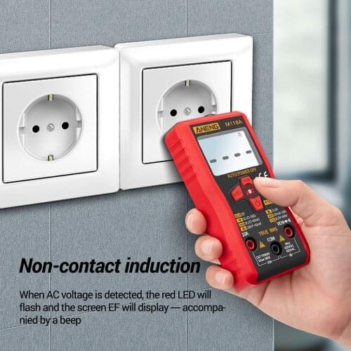 M118A Digital Mini Multimeter Smart Tester Auto Mmultimetro True Rms Tranistor Meter with NCV Data Hold 6000counts Flashlight