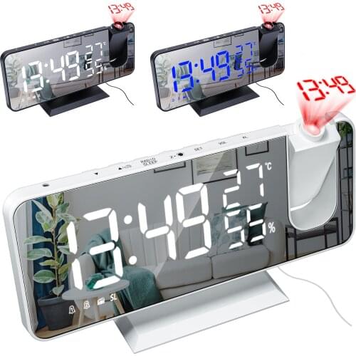 LED Digital Alarm Clock Watch Table Electronic Desktop Clocks USB Wake Up FM Radio Time Projector Snooze часы электронные