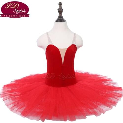 Kids Red Ballet Tutu Pink Stage Performance Costumes Girls Ballet Dance Competition Apperal Adult Orange Ballet Skirt