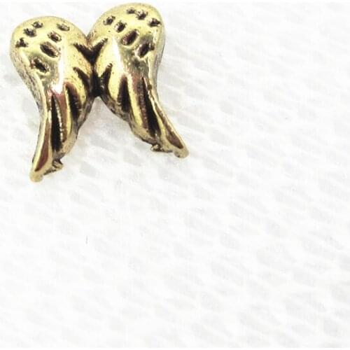 Hot selling 20pcs/lot gold double wing Floating Charms Living Glass Memory Floating Lockets DIY Jewelry Charms