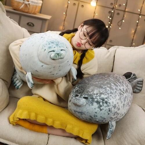 Simulation Sea Lion Plush Toy 3D Novelty Throw Pillows Soft Seal Stuffed Doll Housewarming Party Hold Pillow Kids Birthday Gifts