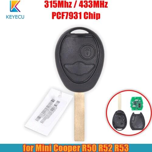 KEYECU Aftermarket Remote Auto Car Key Fob 315/433Mhz PCF7931 ID73 Chip for BMW Mini Copper R50 R52 R53 2002-2005 with Code