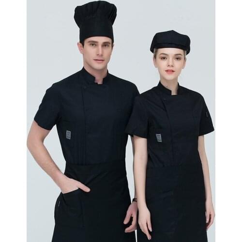 Chef Overalls Short Sleeve Cook Jacket Summer Kitchen Clothing Hotel Canteen Chef Clothing Breathable Workwear B-6509