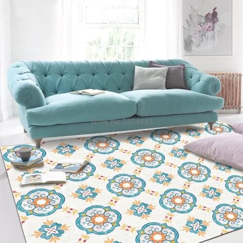 200*300cm Fresh European Style Light Blue Yellow Parquet Door Mat Bedroom Living Room Carpet Kitchen Floor Mat