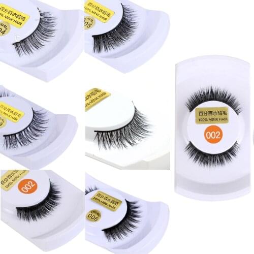Makeup 100% Real Mink Hair False Eyelashes Soft Cross Natural Eye Lash Extension