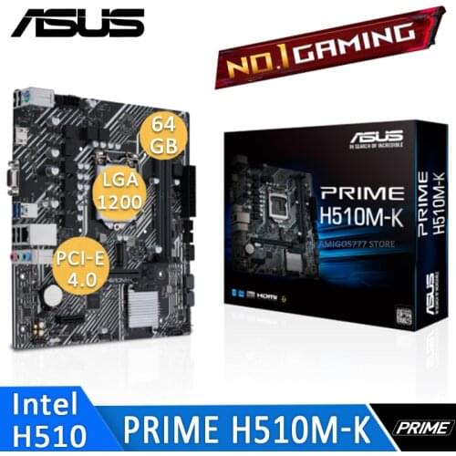LGA1200 Asus PRIME H510M-K Motherboard PCIe 4.0 32Gbps USB 3.2 Gen 1 Type-A COM Support 10th/11th-Gen CPU H510 Placa-Mãe 1200