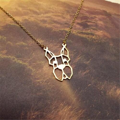 Cute Fashion pet Origami Scottish Terrier dog head face Pendant Choker Necklace for women girls delicate Christmas gift Jewelry