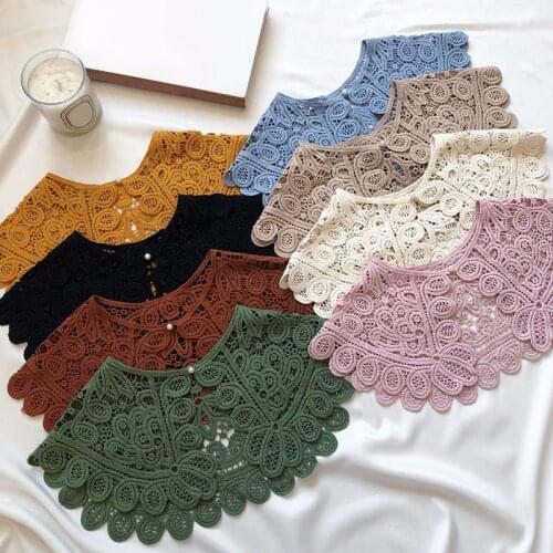 Fashion Crochet Faux Collar Shawl O-Neck Doll Fake False Collar Shirt Women Hollow Detachable Collar Half Shirt Collars