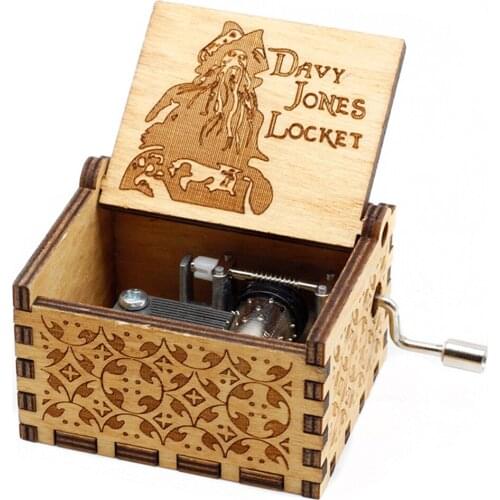 Wooden Jack Sparrow Music Box Hand Crank Black Qeen Pirates of The Carib Christmas To Friends Birthday New Years Gift Dropship