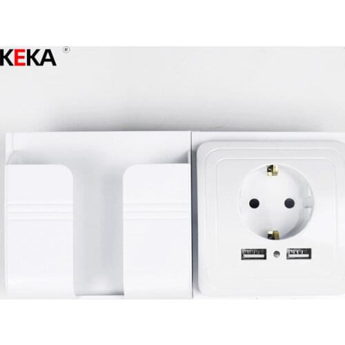 KEKA Dual USB Power Socket Wall Plug 2A Port Charger Adapter Electric Socket Fast Charging Phone Holder Eu Standard Socket