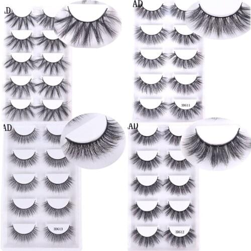 NEW 5 pairs Handmade 3d mink lashes long False Eyelashes Cross Messy Dense Natural Eye Lashes Stage Makeup False Eyelashes