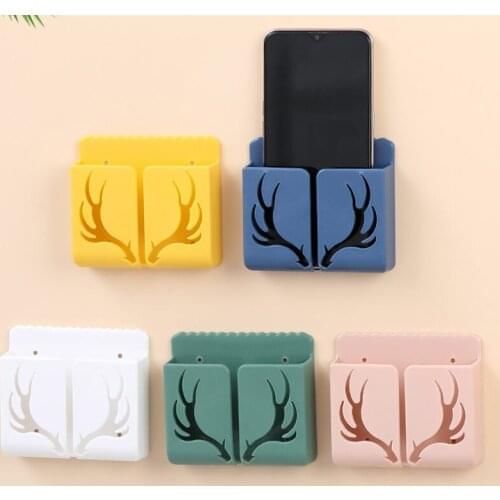 New Multifunction Wall Mounted Hooks Organizer Box Punch Free TV Remote Control