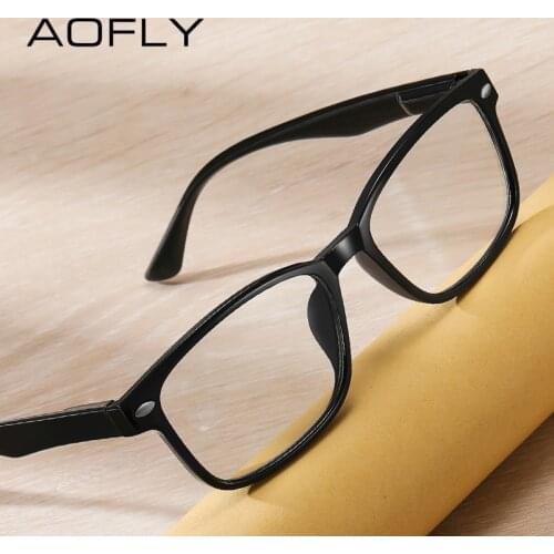 AOFLY Brand Design Square Blue Light Blocking Reading Glasses With Diopters Plus Men Female Computer Eyeglasses Women Male UV400