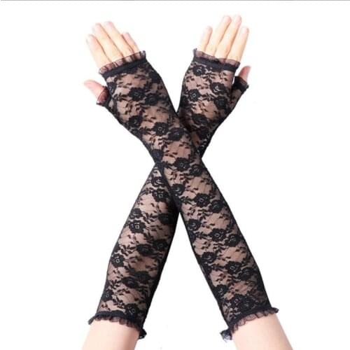 Cool Sleeves Mesh Ice Sleeves Elegant Lace Thin Ladies Summer Long Sleeve Riding Lace Gloves Fashion Sun Protection Sleeves