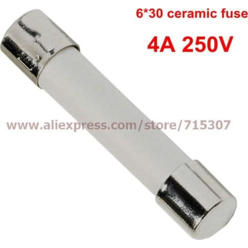PHISCALE 100pcs 6*30 / 6x30mm Ceramic fuse 4A 250V