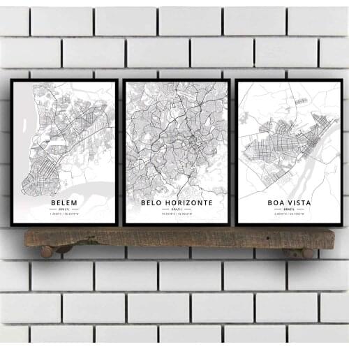 Belem Belo Horizonte Boa Vista Brasilia Curitiba Fortaleza Manaus Porto Alegre Recife Rio De Janeiro Sao Paulo Brazil Map Poster