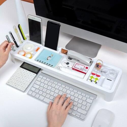 Plastic Office Table Organizer Desk Keyboard Rack Stationery Storage Holder Computer Home Office Desktop Pvc Storage Shlelf