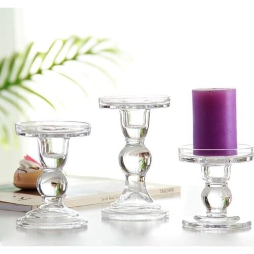High Glass Candle Holder Transparent Crystal Romantic Candle Holder Wedding Decoration Porta Candele Vetro Candlestick DD60ZT