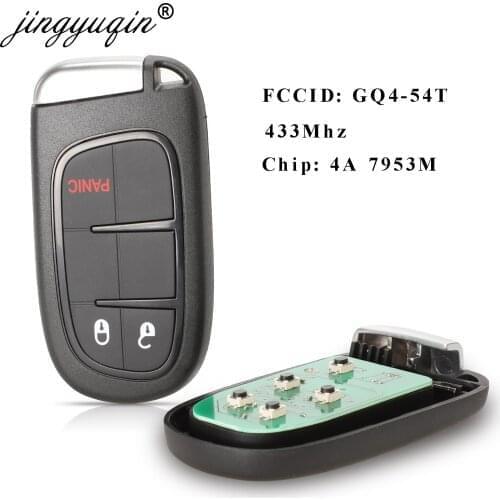Jingyuqin Remote Car Key 433MHz 4A PCF7953M Chip GQ4-54T For Jeep Dodge RAM 1500 2500 3500 3 Button Smart Fob Replacement