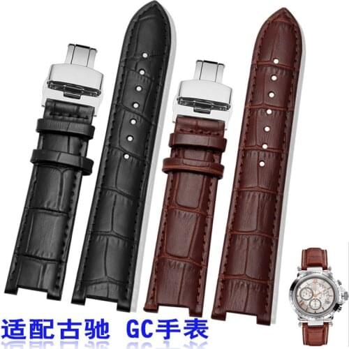 Genuine Calf Leather Watchband 16mm x 9mm 20mm x 11mm 22mmx13mm for Pasha Men Women Watch Band Butterfly Clasp Strap Black Brown