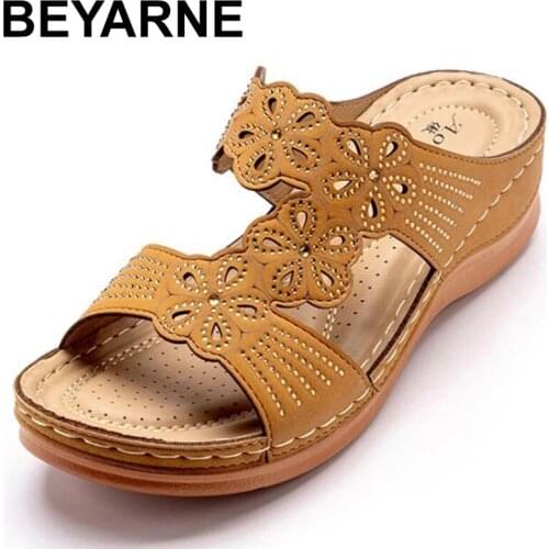 BEYARNEHollow Wedges Sandals Casual Shoes Beach Sandals Slippers Slides Non Slip Summer Platform Comfy Shoes Sandalias Drop Ship