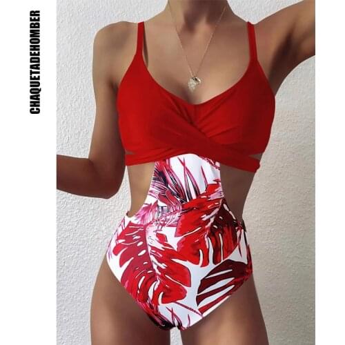 Leaf Print One Piece Swimwear 2021 Women Skinny Swimsuit Maio Biquini Mujer Trikini Banador Monokini Bikini Badpak Maillot Femme