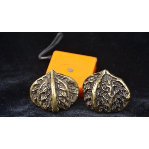 Old Qing Dynasty statue / sculpture-Copper walnut ,A PAIR,Carved ornaments,Handmade crafts,collection& adornment