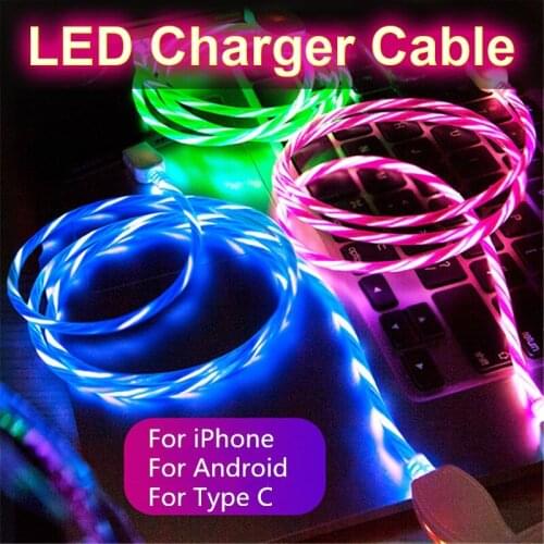 LED Lighting USB Cable QC 3.0 Fast Charger Wire Rapid Charging Cord for Micro USB Cable Type C Tape C Quick Charge USB Cable
